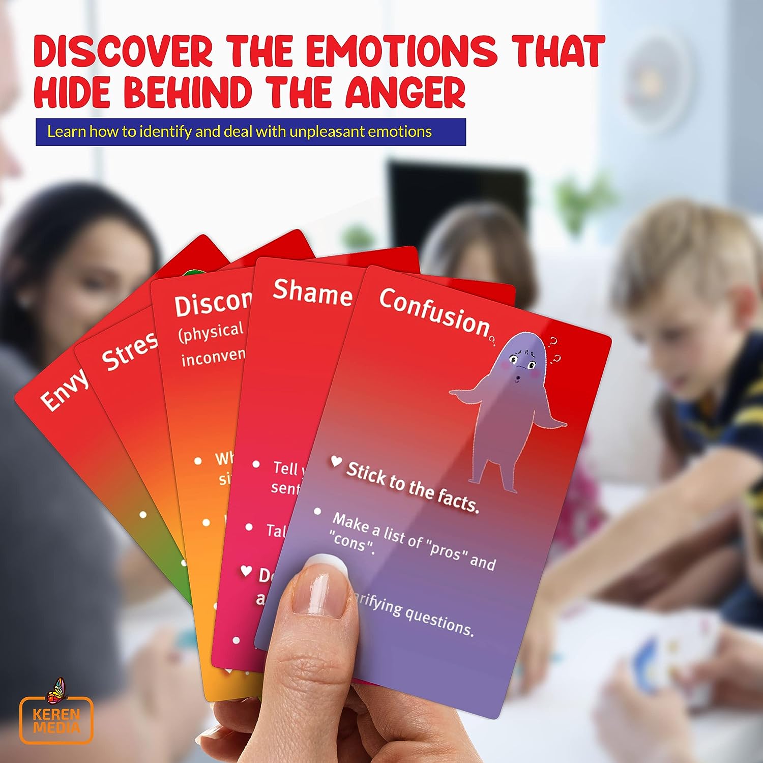 Behind The Anger Card Game for Families, Therapy Games for Kids - Anger Management Toys for Kids - Card Game for Teens - Develop Social Emotional Coping Skills - Anger Control and Counseling Tool