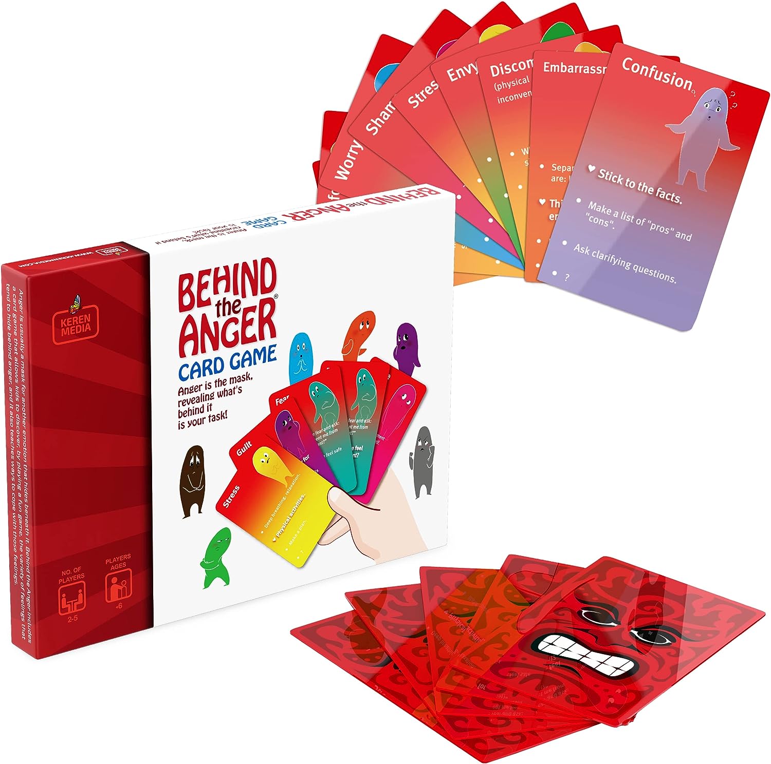 Behind The Anger Card Game for Families, Therapy Games for Kids - Anger Management Toys for Kids - Card Game for Teens - Develop Social Emotional Coping Skills - Anger Control and Counseling Tool