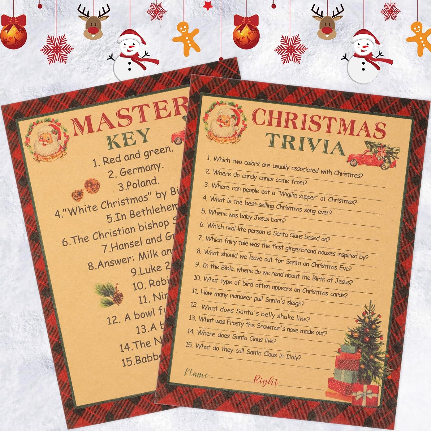 70 Pcs Christmas Trivia Games Xmas Word Scramble Game Holiday Trivia Cards for Family Christmas Party Trivia Cards Challenge Game Fun Game 60 Sheets Question and 10 Sheets Answer 7 x 10 Inches