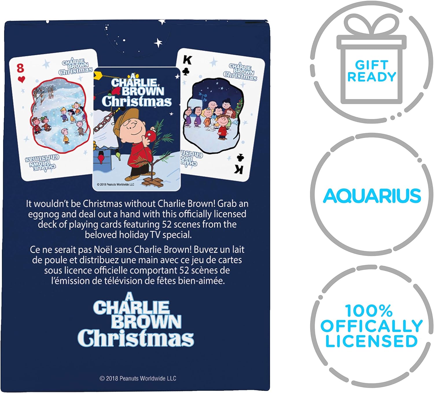 AQUARIUS Peanuts Charlie Brown Christmas Playing Cards - Christmas Themed Deck of Cards for Your Favorite Card Games - Officially Licensed Peanuts Merchandise  Collectibles - Poker Size