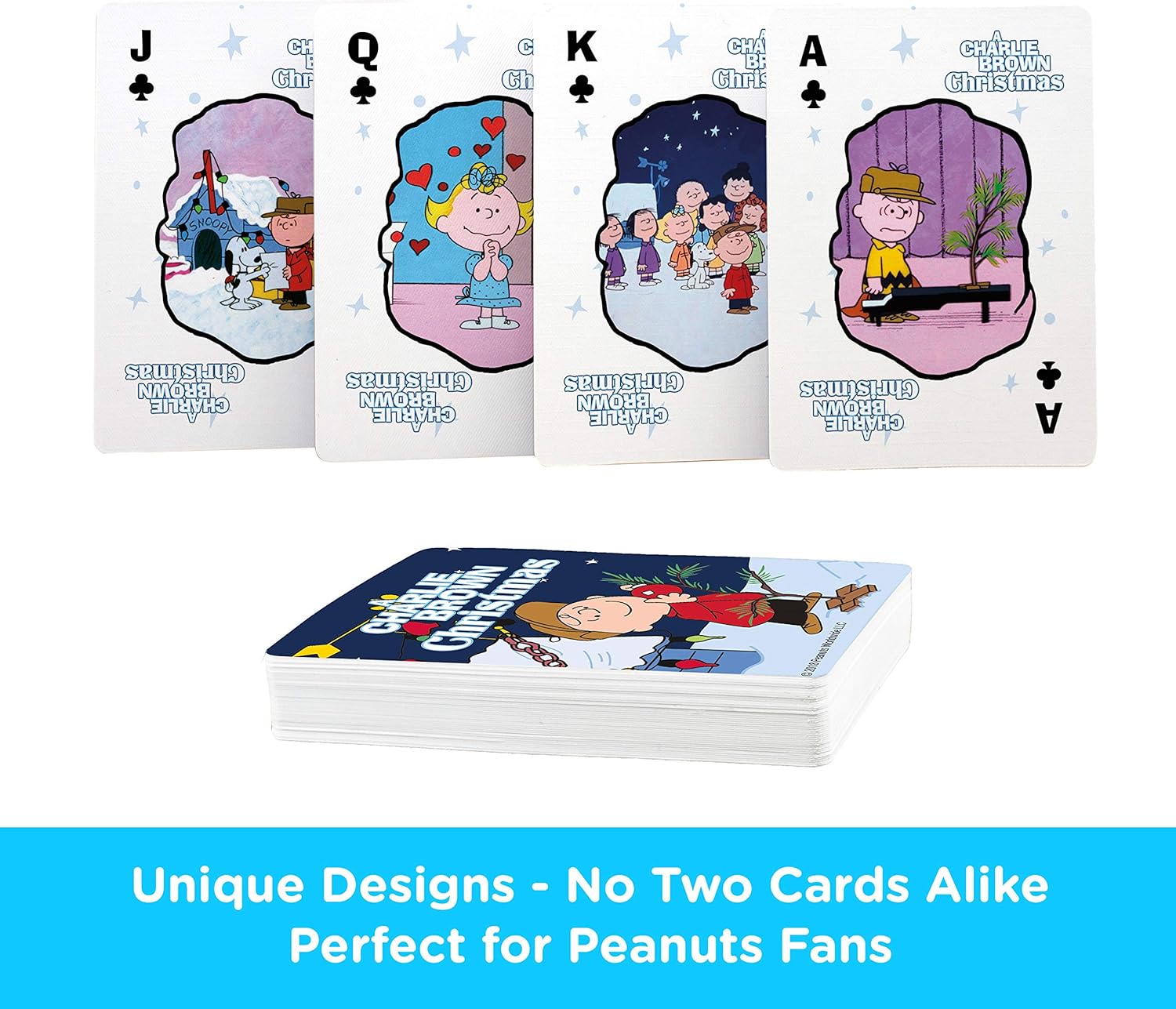 AQUARIUS Peanuts Charlie Brown Christmas Playing Cards - Christmas Themed Deck of Cards for Your Favorite Card Games - Officially Licensed Peanuts Merchandise  Collectibles - Poker Size