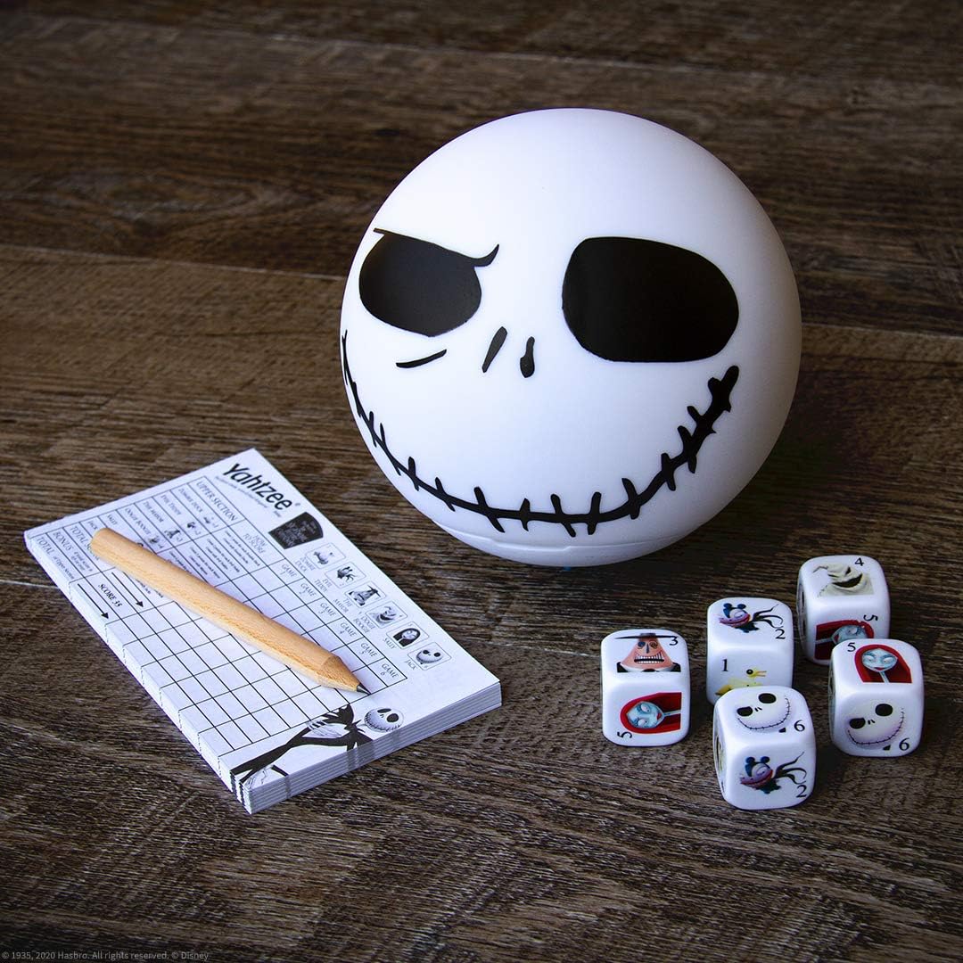 Disney Yahtzee The Nightmare Before Christmas Dice Game | Collectible Jack Skellington Toy | Family Dice Game  Travel Games