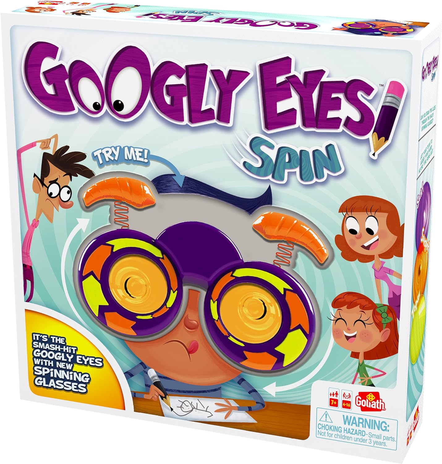 Googly Eyes Spin - The Classic Googly Eyes Family Drawing Game with Crazy, Vision-Altering Spinning Glasses by Goliath, Multi Color