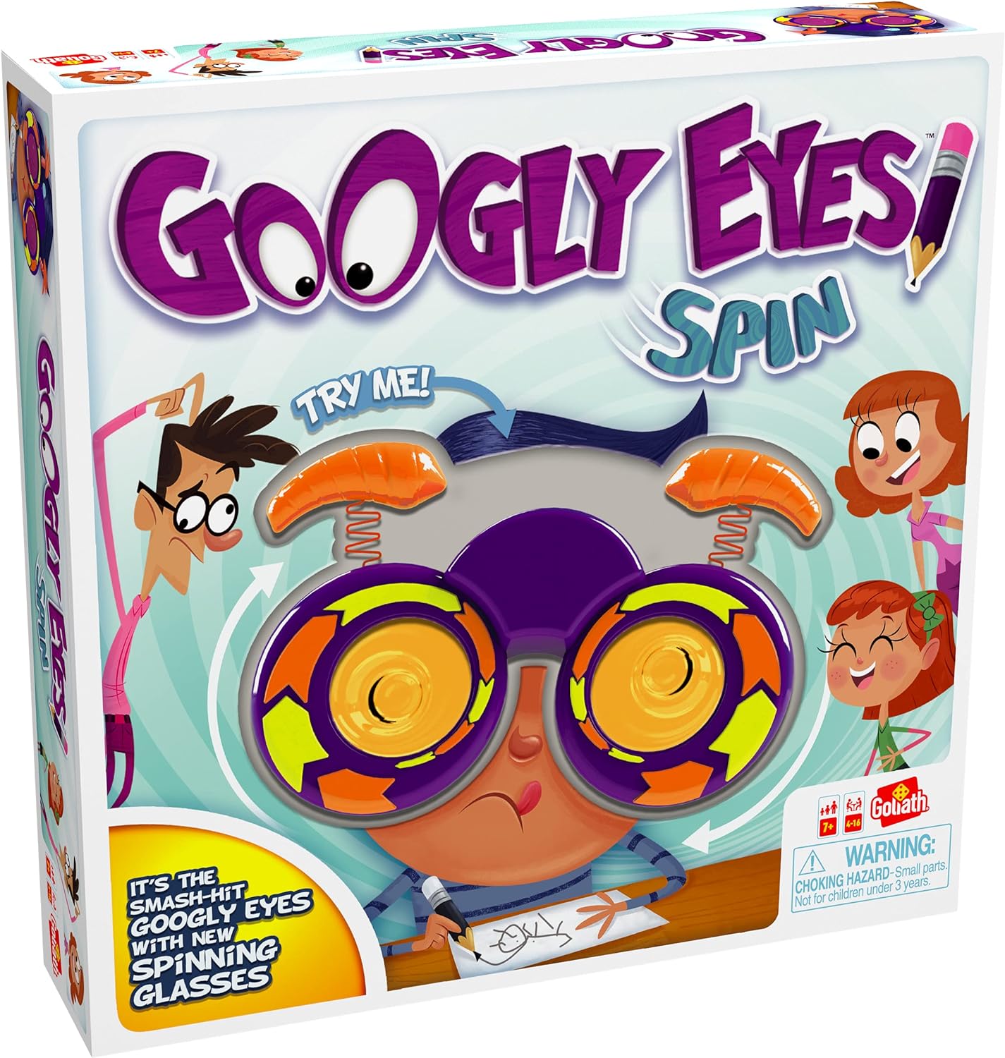 Googly Eyes Spin - The Classic Googly Eyes Family Drawing Game with Crazy, Vision-Altering Spinning Glasses by Goliath, Multi Color