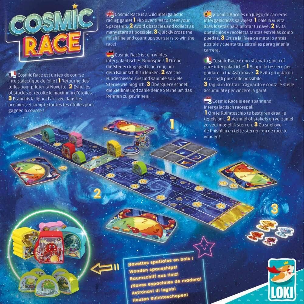 LOKI Cosmic Race - Space Racing Card Game, Kids  Family, Ages 6+, 1-4 Players, 20 Min
