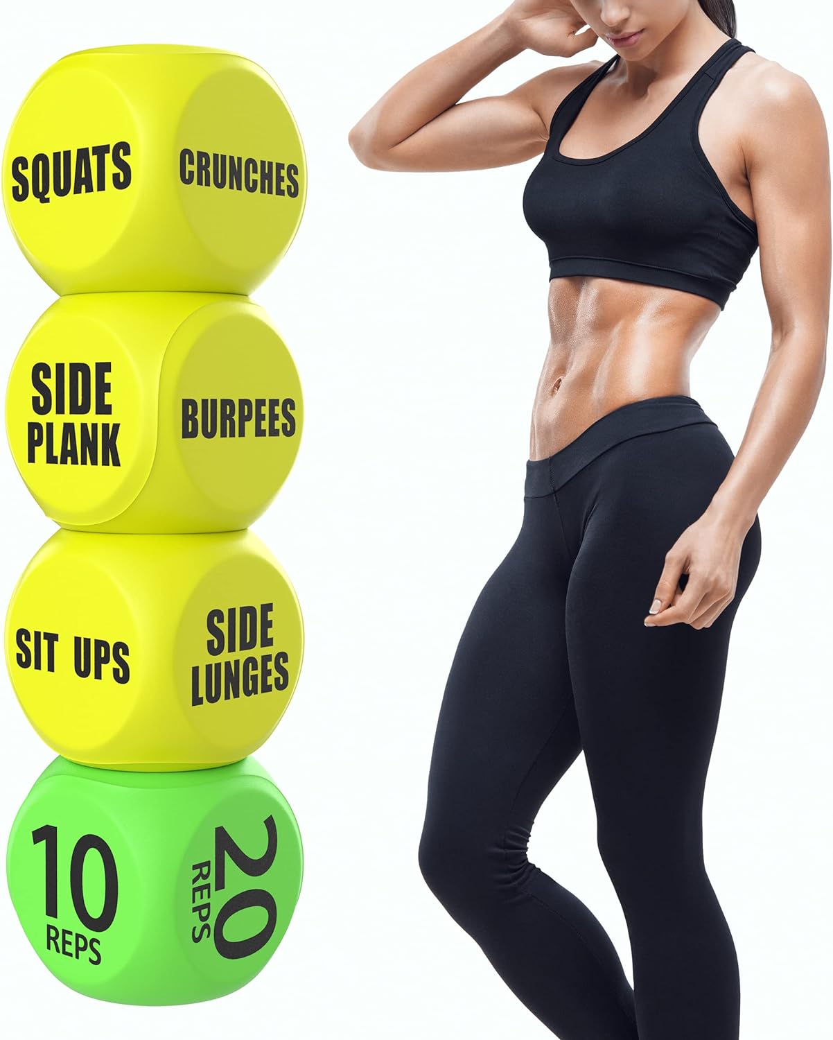 Skywin Workout Dice - 1 Pack, Yellow, Fun Exercise Dice for Solo or Group Classes, 6-Sided Foam Fitness Dice Great Dynamic Exercise Equipment